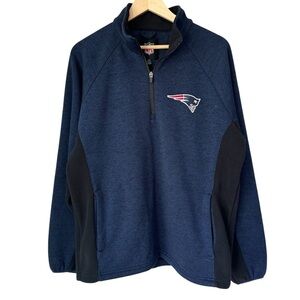 Patriots Navy 1/4 Zip Long Sleeve Embroidered Logo Pullover, size Large